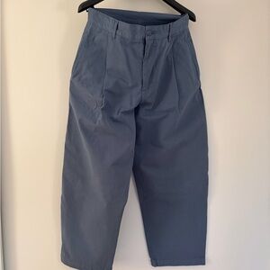 Zara Balloon Relaxed Fit Blue Cotton Pants